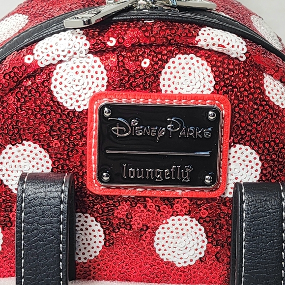 Loungefly Disney Parks Minnie Mouse Sequin Polka Dot Mini Backpack NWT - Picture 8 of 10